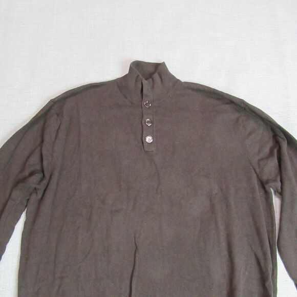 Luciano Natazzi Sweater Mens Size 3XL Brown 1/4 Button Mock Neck Pullover Preppy - Picture 3 of 11